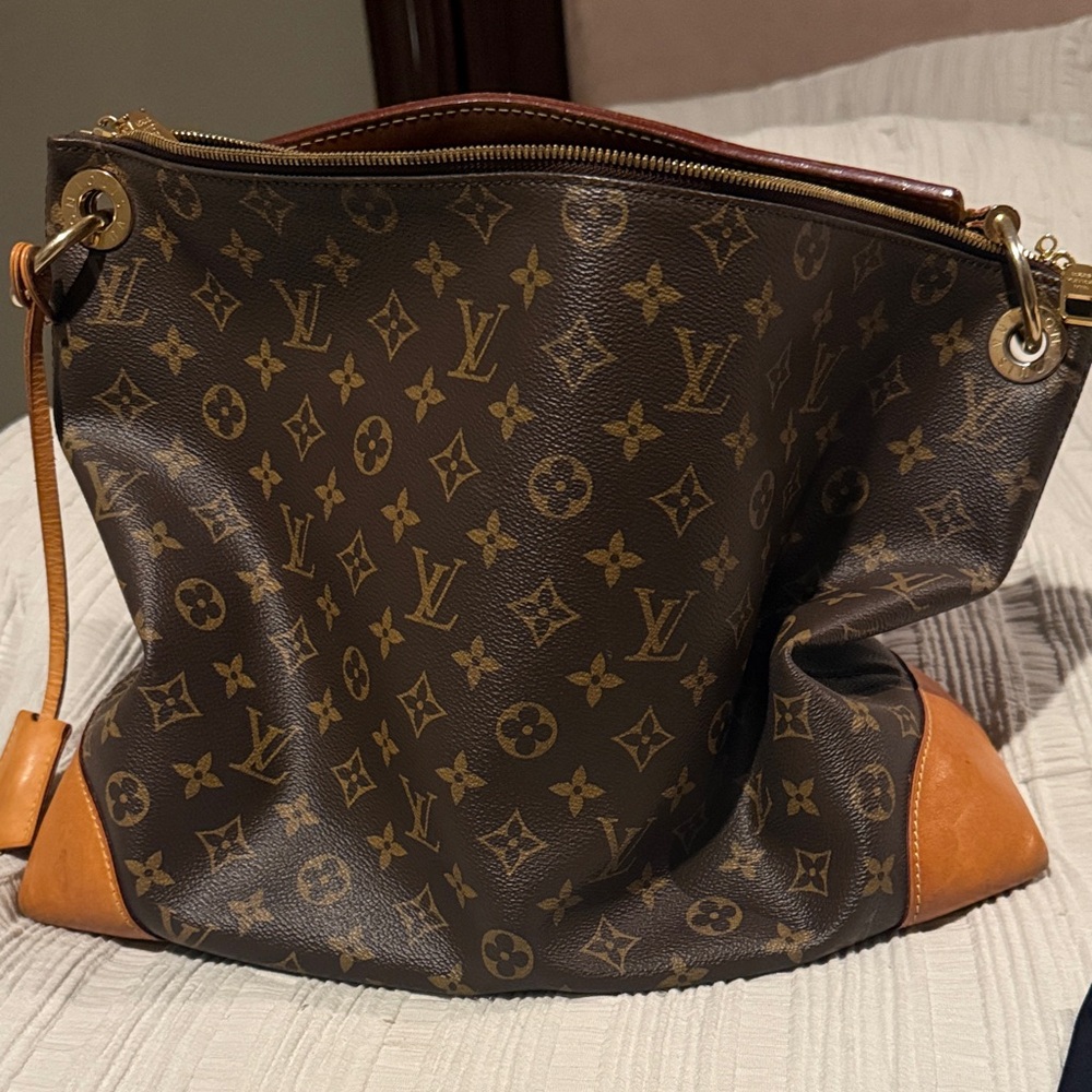 Louis Vuitton Monogram Hobo Bag in Brown and Tan